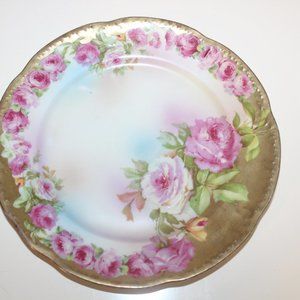 Royal Vienna Plate Roses Floral Gold Pink Antique